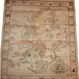 Vintage The Cape Ann Trail Folding Map Gloucester Rockport MA Travel Brochure